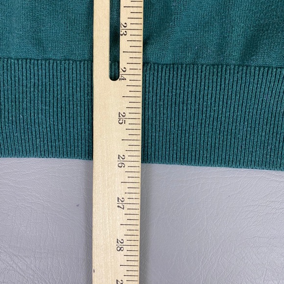 IZOD Sweater Men's Size XL Solid Green Teal V-Neck Long Sleeve 100% Cotton - Picture 8 of 9